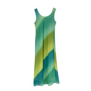 Vintage Jessica Howard Printed Green Blue Maxi Dress Size 6 Y2K‎ Coastal Boho